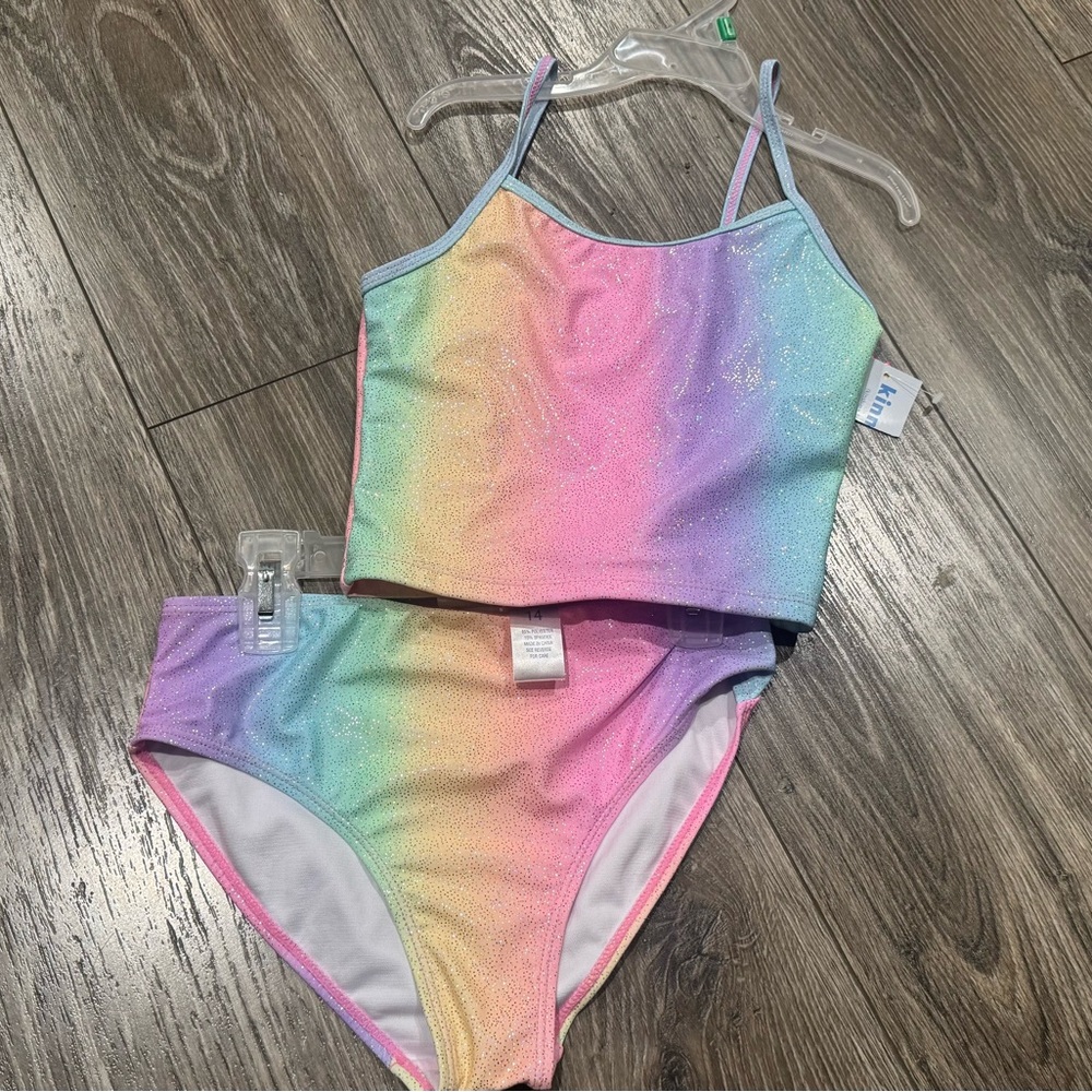 NWT Girls Sparkling Rainbow Kids Bikini Set